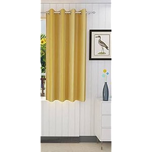 zatchbell polyster solid long crush plain window curtain 5 feet yellow-pack of 1pc
