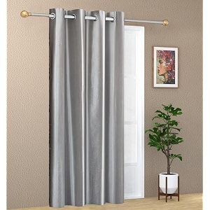 zatchbell 1 piece solid eyelet long crush polyester home amp living room long door curtains - 9 feet grey
