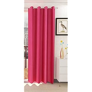 zatchbell polyster solid long crush plain long door curtain 9 feet pink-pack of 1pc