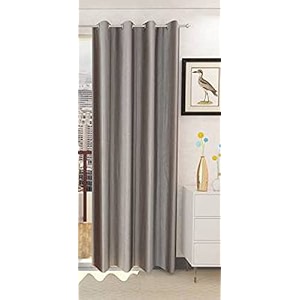 zatchbell polyster solid long crush plain door curtain 8 feet grey-pack of 1pc