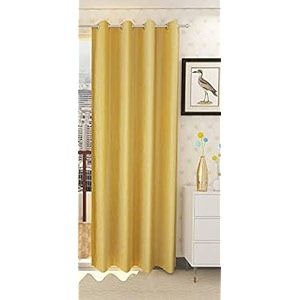 zatchbell polyster solid long crush plain door curtain 8 feet yellow-pack of 1pc