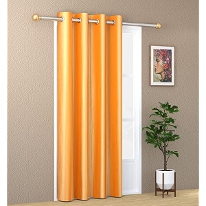 zatchbell 1 piece solid eyelet crush polyester home amp living room door curtains - 8 feet orange