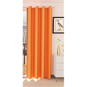 zatchbell polyster solid long crush plain door curtain 7 feet orange-pack of 1pc