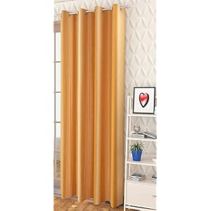 zatchbell polyster solid long crush plain long door curtain 9 feet golden-pack of 1pc