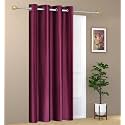 ZATCHBELL 1 Piece Solid Eyelet Long Crush Polyester Home &amp; Living Room Long Door Curtains - 10 Feet, Wine