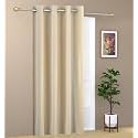 ZATCHBELL 1 Piece Solid Eyelet Crush Polyester Home &amp; Living Room Door Curtains - 8 Feet, Cream