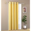 ZATCHBELL 1 Piece Solid Eyelet Long Crush Polyester Home &amp; Living Room Long Door Curtains - 10 Feet, Yellow
