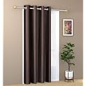 ZATCHBELL 1 Piece Solid Eyelet Long Crush Polyester Home &amp; Living Room Window Curtains - 6 Feet, Brown