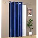 ZATCHBELL 1 Piece Solid Eyelet Long Crush Polyester Home &amp; Living Room Window Curtains - 5 Feet, Blue