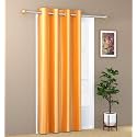ZATCHBELL 1 Piece Solid Eyelet Long Crush Polyester Home &amp; Living Room Long Door Curtains - 10 Feet, Orange