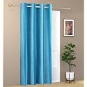 ZATCHBELL 1 Piece Solid Eyelet Long Crush Polyester Home &amp; Living Room Window Curtains - 6 Feet, Aqua