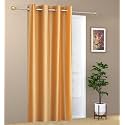 ZATCHBELL 1 Piece Solid Eyelet Crush Polyester Home &amp; Living Room Door Curtains - 8 Feet, Golden