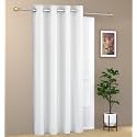 ZATCHBELL 1 Piece Solid Eyelet Crush Polyester Home &amp; Living Room Door Curtains - 8 Feet, White