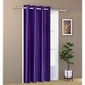 ZATCHBELL 1 Piece Solid Eyelet Crush Polyester Home &amp; Living Room Door Curtains - 8 Feet, Purple