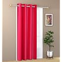 ZATCHBELL 1 Piece Solid Eyelet Crush Polyester Home &amp; Living Room Door Curtains - 8 Feet, Pink