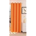 ZATCHBELL Polyster Solid Long Crush Plain Door Curtain, 7 Feet, Orange-Pack of 1pc