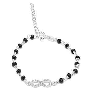 zavya 925 sterling silver cz infinity rhodium plated adjustable bracelet gift for women amp girls  with certificate of authenticity amp hallmark