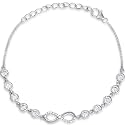 ZAVYA 925 Sterling Silver CZ Infinity Rhodium Plated Adjustable Bracelet| Gift for Women &amp; Girls | With Certificate of Authenticity &amp; Hallmark