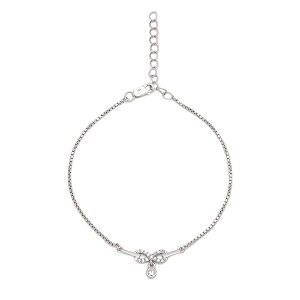 zavya 925 sterling silver cubic zirconia infinity rhodium plating charm bracelet  gift for women and girls  1 year plating warranty