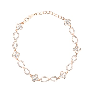 zavya 925 sterling silver floral amp infinity elegance rose gold plated adjustable bracelet  gift for women and girls  with certificate of authenticity and 925 hallmark
