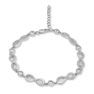 zavya 925 sterling silver cubic zirconia infinity rhodium plating chain bracelet bhabhi gifts for women amp girls  with certificate of authenticity and 925 hallmark