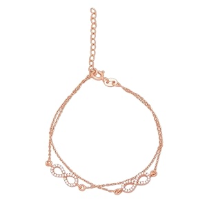 zavya 925 sterling silver cubic zirconia infinity rose gold plating chain bracelet  gift for women and girls  with certificate of authenticity and 925 hallmark