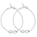 ZAVYA 925 Sterling Silver Cubic Zirconia Infinity Rhodium Plating Chain Bracelet | Gift for Women and Girls | 1 Year Plating Warranty