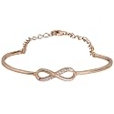 ZAVYA 925 Sterling Silver Cubic Zirconia Modest Rose Gold Plating Cuff Bracelet | Gift for Women and Girls | With Certificate of Authenticity and 925 Hallmark