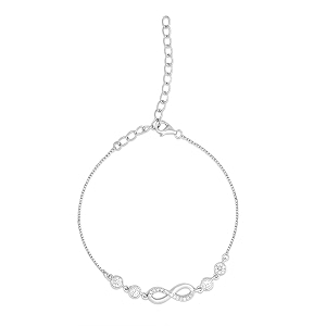 zavya 925 sterling silver infinity bracelet  rose gold plated lavish cubic zirconia gift ideas-women chain bracelet  with certificate of authenticity and 925 hallmark
