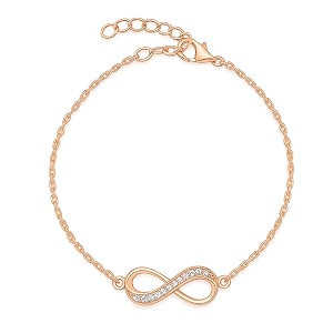 zavya 925 sterling silver infinity bracelet  rose gold plated lavish cubic zirconia gift ideas-women chain bracelet  with certificate of authenticity and 925 hallmark