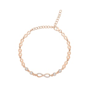 zavya 925 sterling silver infinity cz beaded rose gold plated adjustable chain bracelet  gift for women amp girls with certificate of authenticity amp 925 hallmark