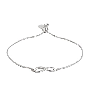 zavya 925 sterling silver minimal infinity rhodium plating chain bracelet  gift for women and girls  with certificate of authenticity and 925 hallmark