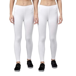 zayanqa combo of 2 slim fit womengirls solid stretchable cotton ankle length leggings with ultrasoft wide elastic waistband comfortable fashionwear