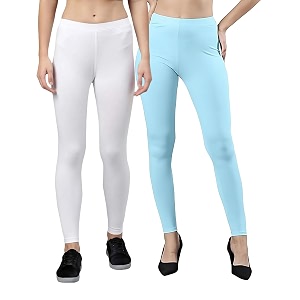 zayanqa combo of 2 slim fit womengirls solid stretchable cotton ankle length leggings with ultrasoft wide elastic waistband comfortable fashionwear