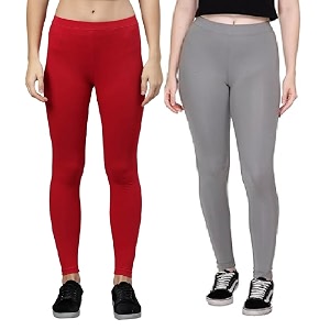 zayanqa combo of 2 slim fit womengirls solid stretchable cotton ankle length leggings with ultrasoft wide elastic waistband comfortable fashionwear