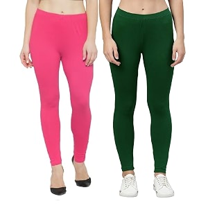 zayanqa combo of 2 slim fit womengirls solid stretchable cotton ankle length leggings with ultrasoft wide elastic waistband comfortable fashionwear