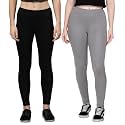 ZAYANQA Combo of 2 Slim Fit Women/Girls Solid Stretchable Cotton Ankle Length Leggings with Ultrasoft Wide Elastic Waistband |Comfortable |Fashionwear|