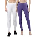ZAYANQA Combo of 2 Slim Fit Women/Girls Solid Stretchable Cotton Ankle Length Leggings with Ultrasoft Wide Elastic Waistband |Comfortable |Fashionwear|