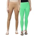 ZAYANQA Combo of 2 Slim Fit Women/Girls Solid Stretchable Cotton Ankle Length Leggings with Ultrasoft Wide Elastic Waistband |Comfortable |Fashionwear|