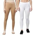 ZAYANQA Combo of 2 Slim Fit Women/Girls Solid Stretchable Cotton Ankle Length Leggings with Ultrasoft Wide Elastic Waistband |Comfortable |Fashionwear|