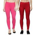 ZAYANQA Combo of 2 Slim Fit Women/Girls Solid Stretchable Cotton Ankle Length Leggings with Ultrasoft Wide Elastic Waistband |Comfortable |Fashionwear|