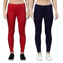 ZAYANQA Combo of 2 Slim Fit Women/Girls Solid Stretchable Cotton Ankle Length Leggings with Ultrasoft Wide Elastic Waistband |Comfortable |Fashionwear|