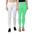 ZAYANQA Combo of 2 Slim Fit Women/Girls Solid Stretchable Cotton Ankle Length Leggings with Ultrasoft Wide Elastic Waistband |Comfortable |Fashionwear|
