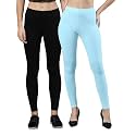 ZAYANQA Combo of 2 Slim Fit Women/Girls Solid Stretchable Cotton Ankle Length Leggings with Ultrasoft Wide Elastic Waistband |Comfortable |Fashionwear|