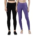 ZAYANQA Combo of 2 Slim Fit Women/Girls Solid Stretchable Cotton Ankle Length Leggings with Ultrasoft Wide Elastic Waistband |Comfortable |Fashionwear|