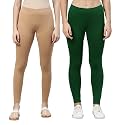 ZAYANQA Combo of 2 Slim Fit Women/Girls Solid Stretchable Cotton Ankle Length Leggings with Ultrasoft Wide Elastic Waistband |Comfortable |Fashionwear|