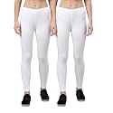 ZAYANQA Combo of 2 Slim Fit Women/Girls Solid Stretchable Cotton Ankle Length Leggings with Ultrasoft Wide Elastic Waistband |Comfortable |Fashionwear|