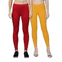 ZAYANQA Combo of 2 Slim Fit Women/Girls Solid Stretchable Cotton Ankle Length Leggings with Ultrasoft Wide Elastic Waistband |Comfortable |Fashionwear|