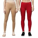 ZAYANQA Combo of 2 Slim Fit Women/Girls Solid Stretchable Cotton Ankle Length Leggings with Ultrasoft Wide Elastic Waistband |Comfortable |Fashionwear|