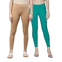 ZAYANQA Combo of 2 Slim Fit Women/Girls Solid Stretchable Cotton Ankle Length Leggings with Ultrasoft Wide Elastic Waistband |Comfortable |Fashionwear|